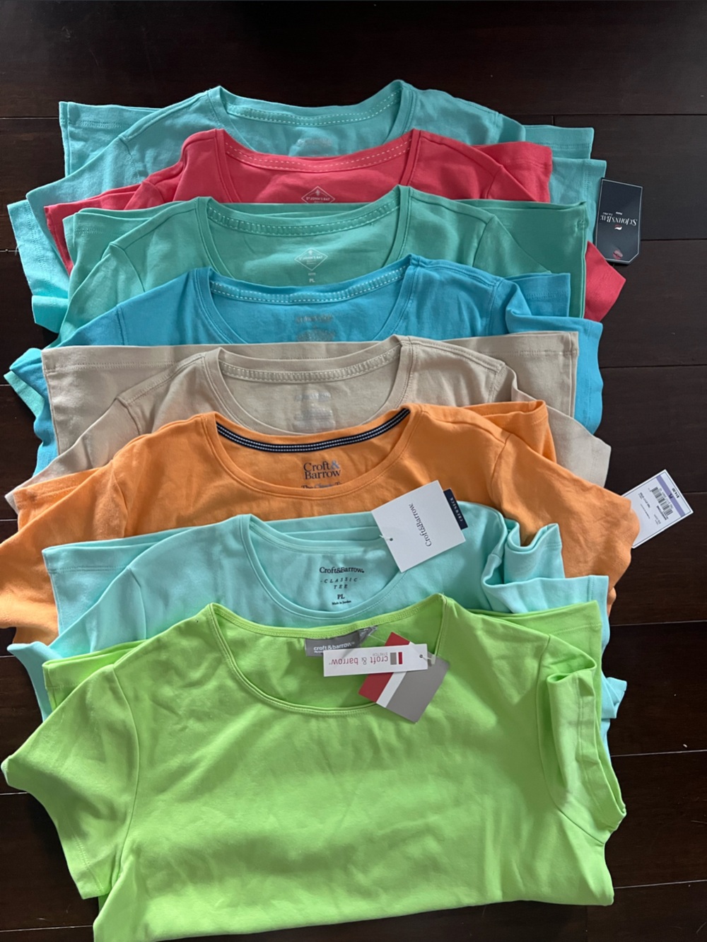 Croft & Barrow St John Bay Lot of 8 Short Sleeve Shirts Aqua Blue Orange NWT